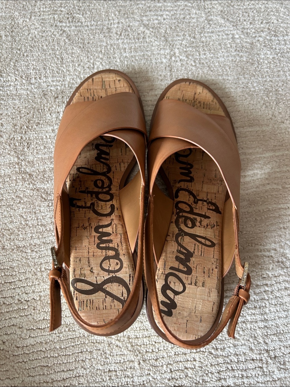 Sam Edelman Cognac Leather Crisscross Slingback Sandals